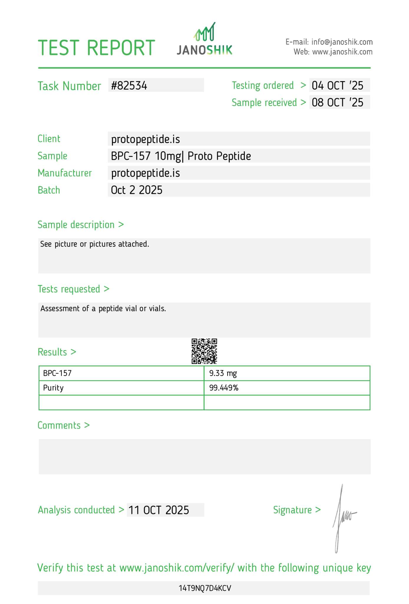 BPC - 157 10mg - Proto Peptide