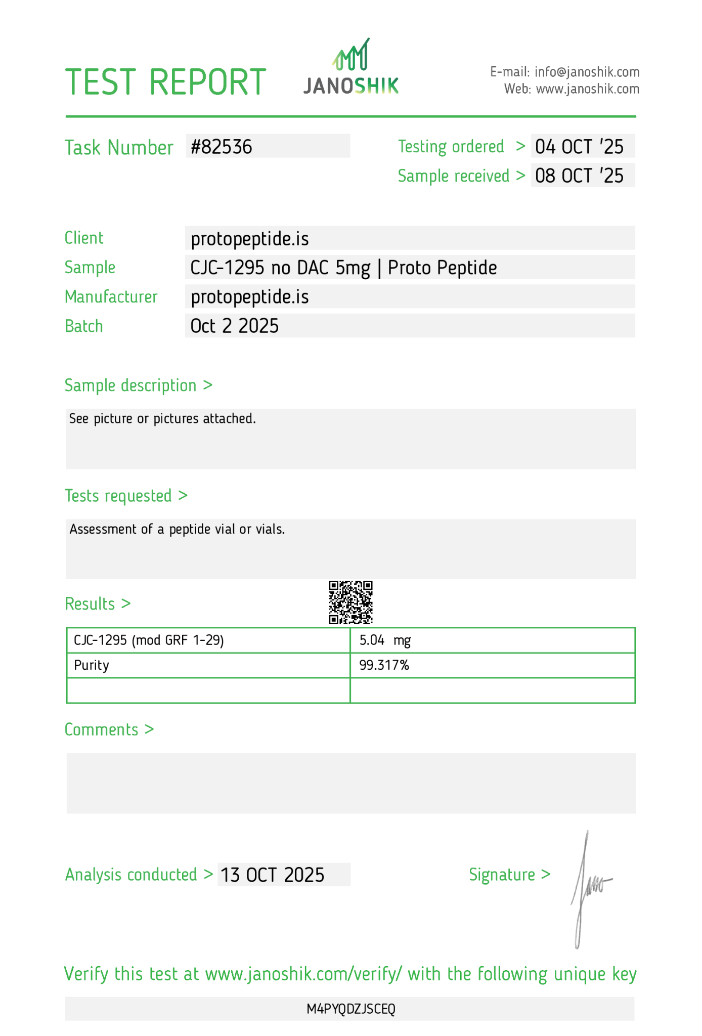 CJC - 1295 Without DAC 5mg - Proto Peptide