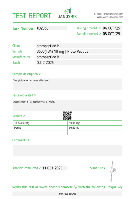 TB500 (Thymosin B4 Acetate) 10mg - Proto Peptide